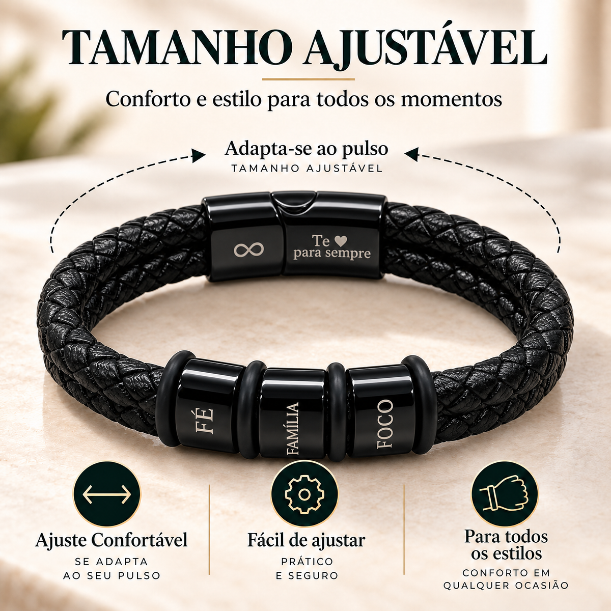 Pulseira Masculina de Couro