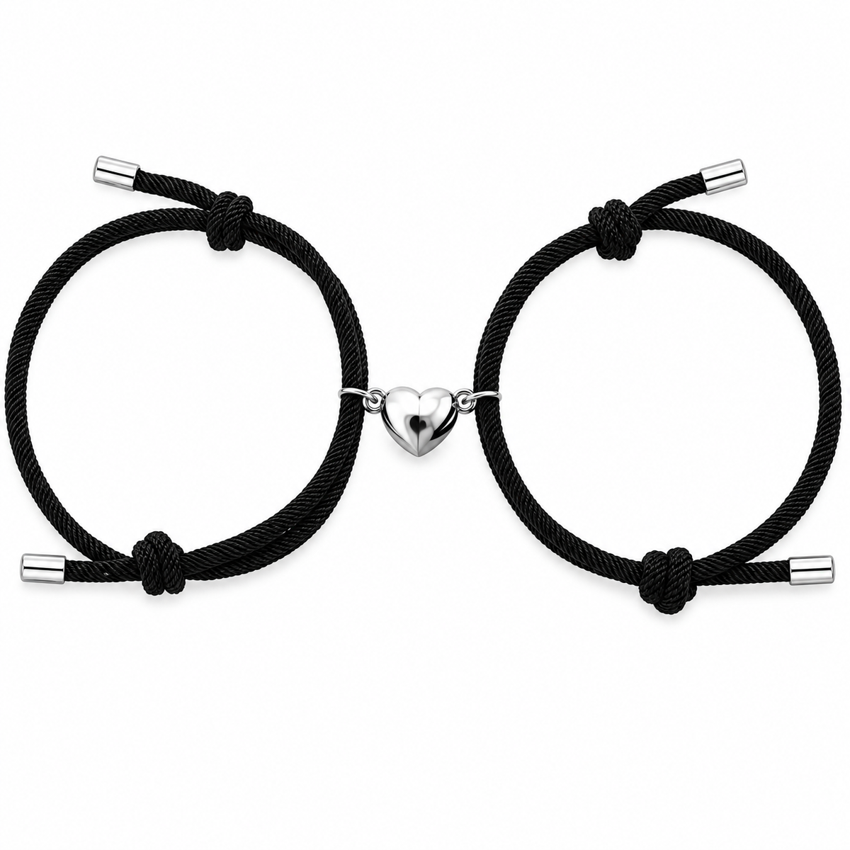 Kit de Pulseiras para Casal com Coração Magnético
