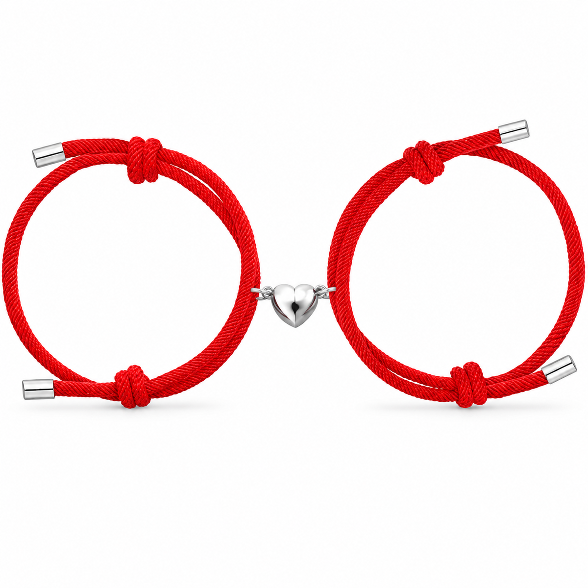 Kit de Pulseiras para Casal com Coração Magnético