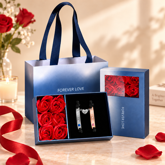 Kit de Pulseiras Magnéticas para Casal – Para Sempre & Sempre