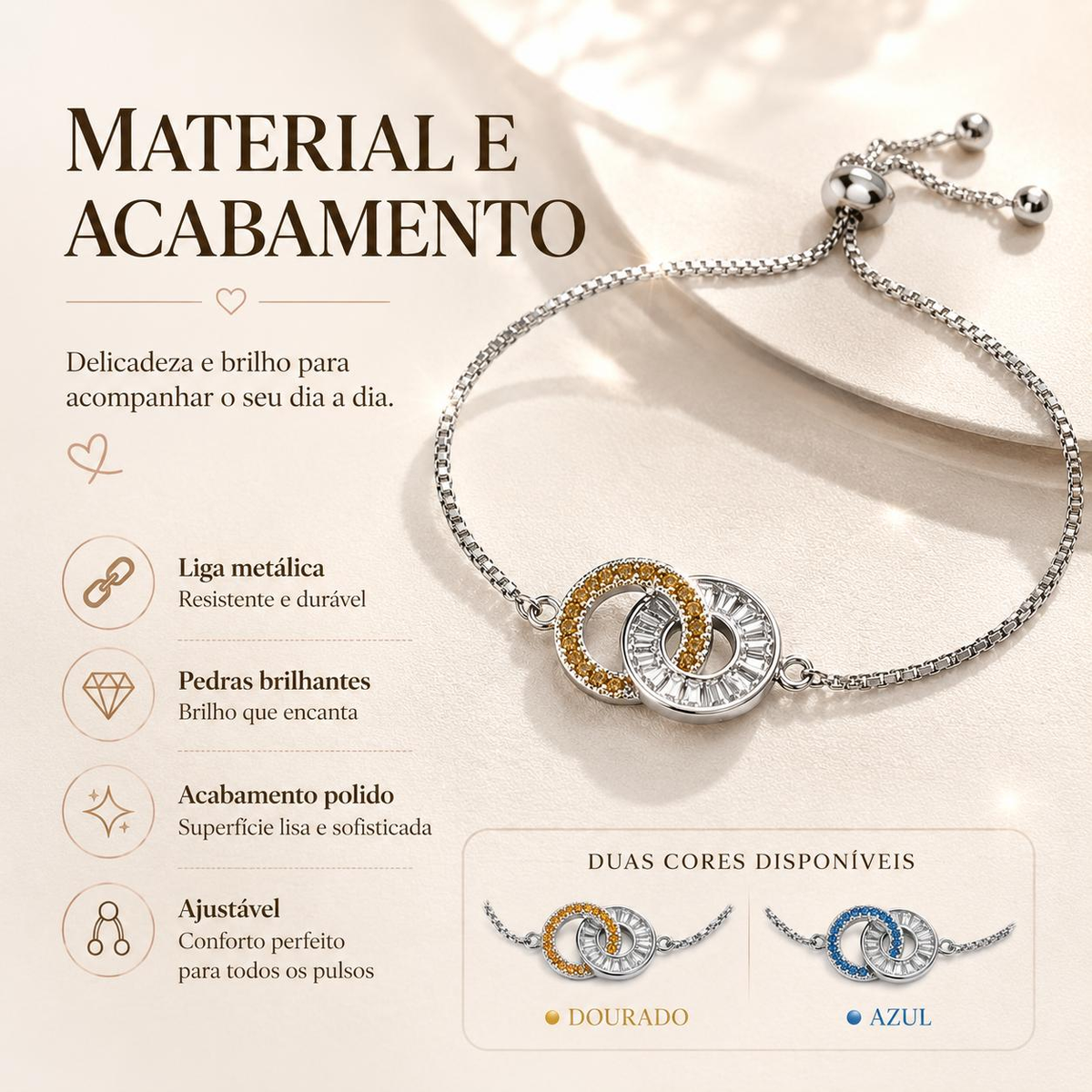 Pulseira com Anéis Entrelaçados – Símbolo de União