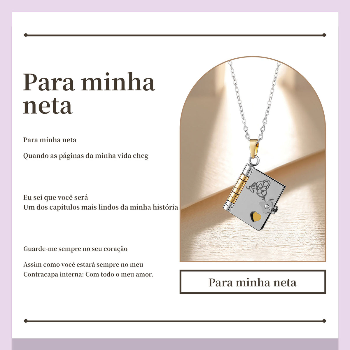 Colar de Livro para Neta – Presente com Significado