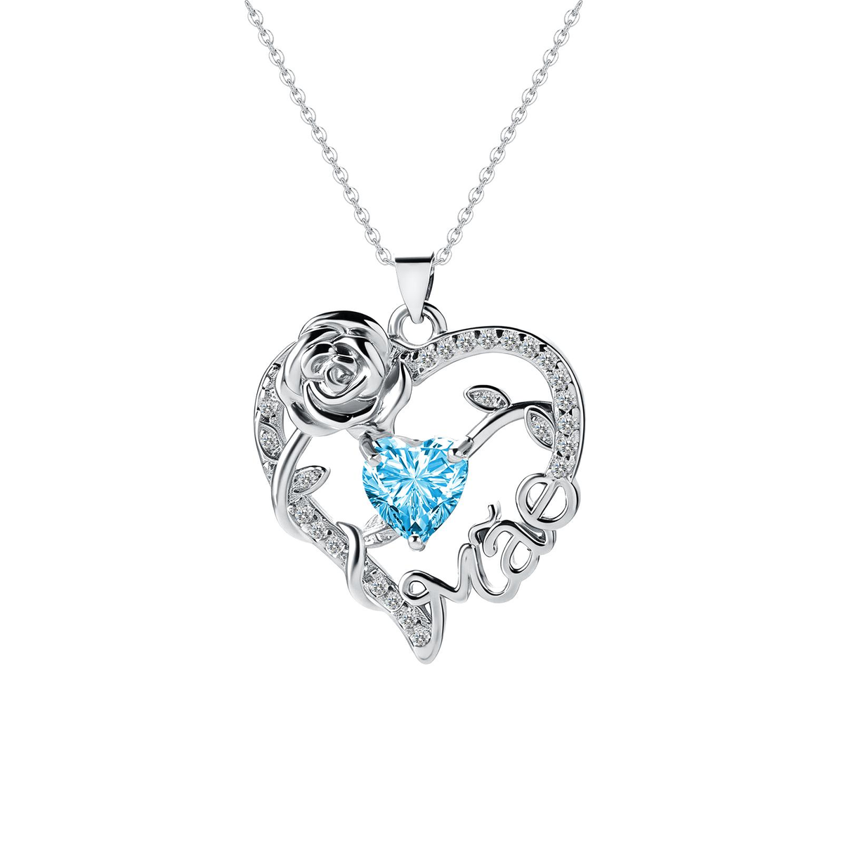 Colar de Coração com Rosa para Mãe
