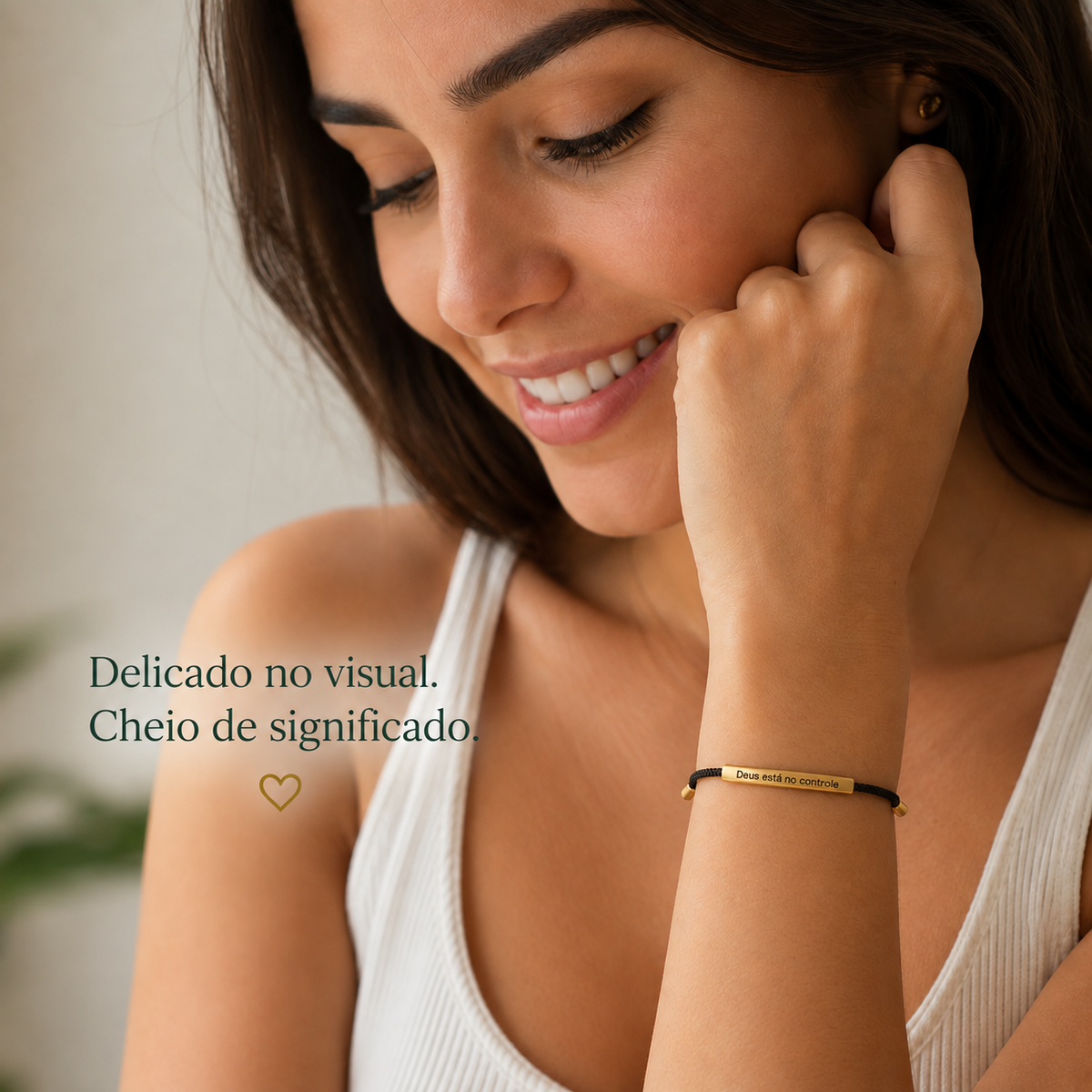 Pulseira de Corda Trançada – Deus Está no Controle