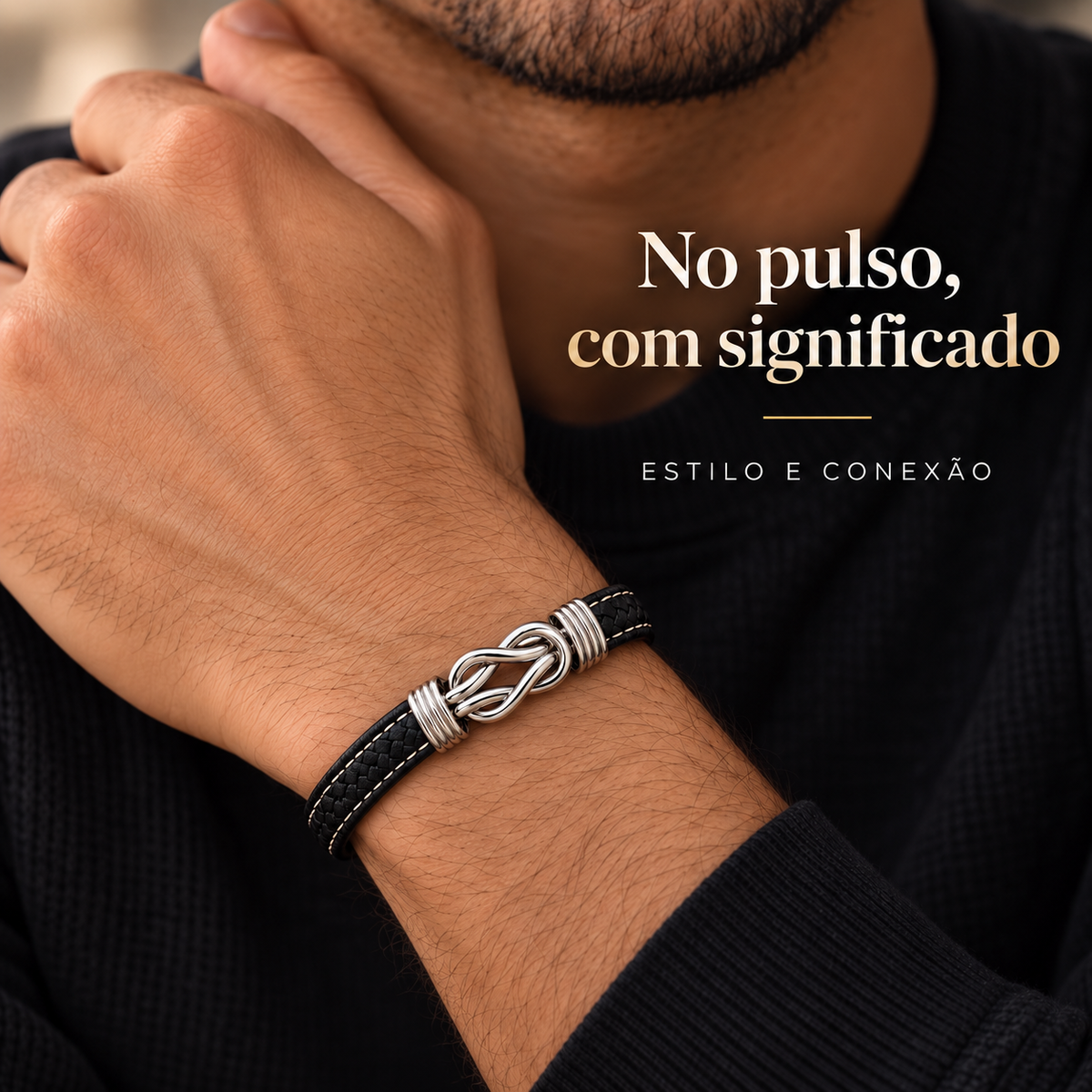 Pulseira Masculina Nó Infinito – Símbolo de Conexão
