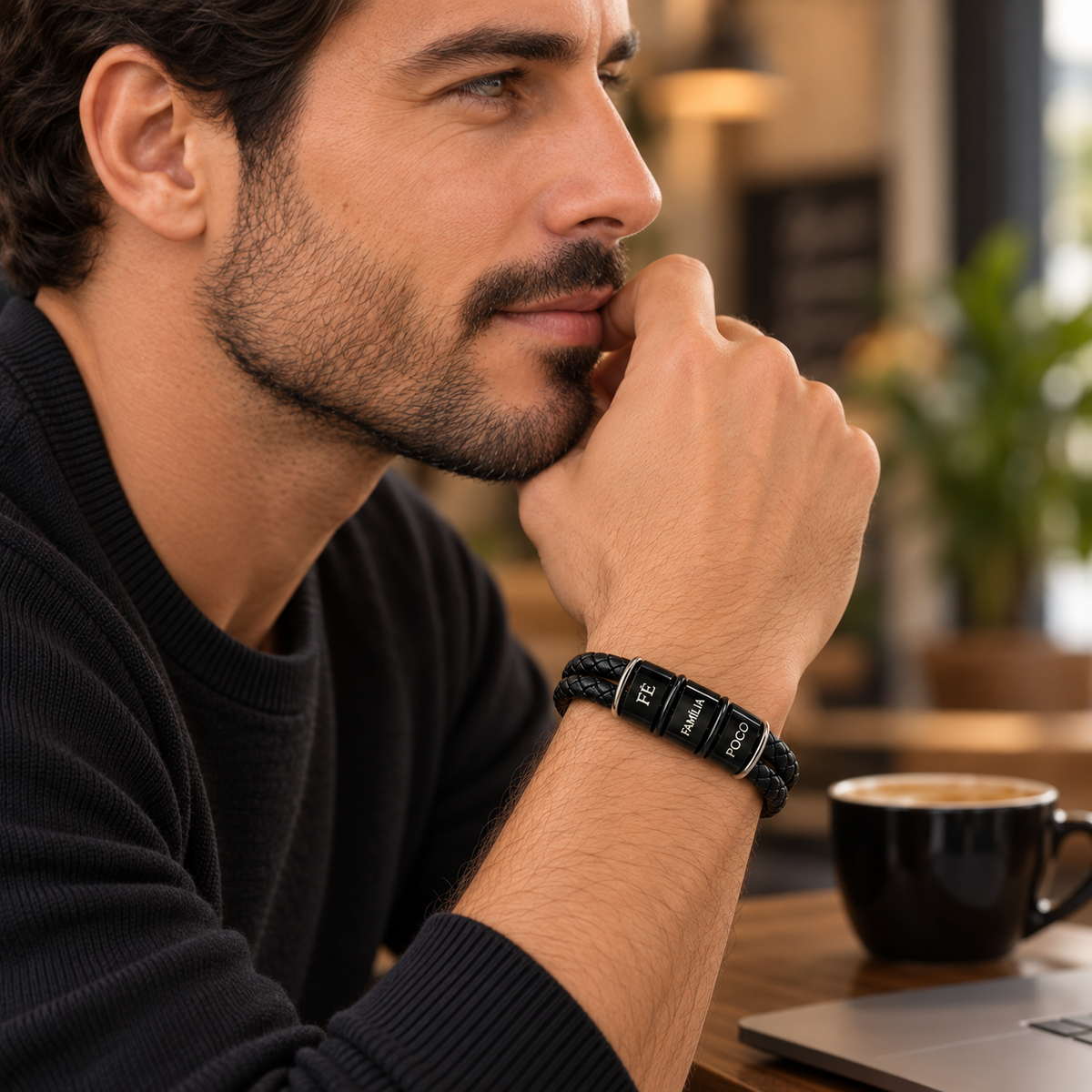 Pulseira Masculina de Couro