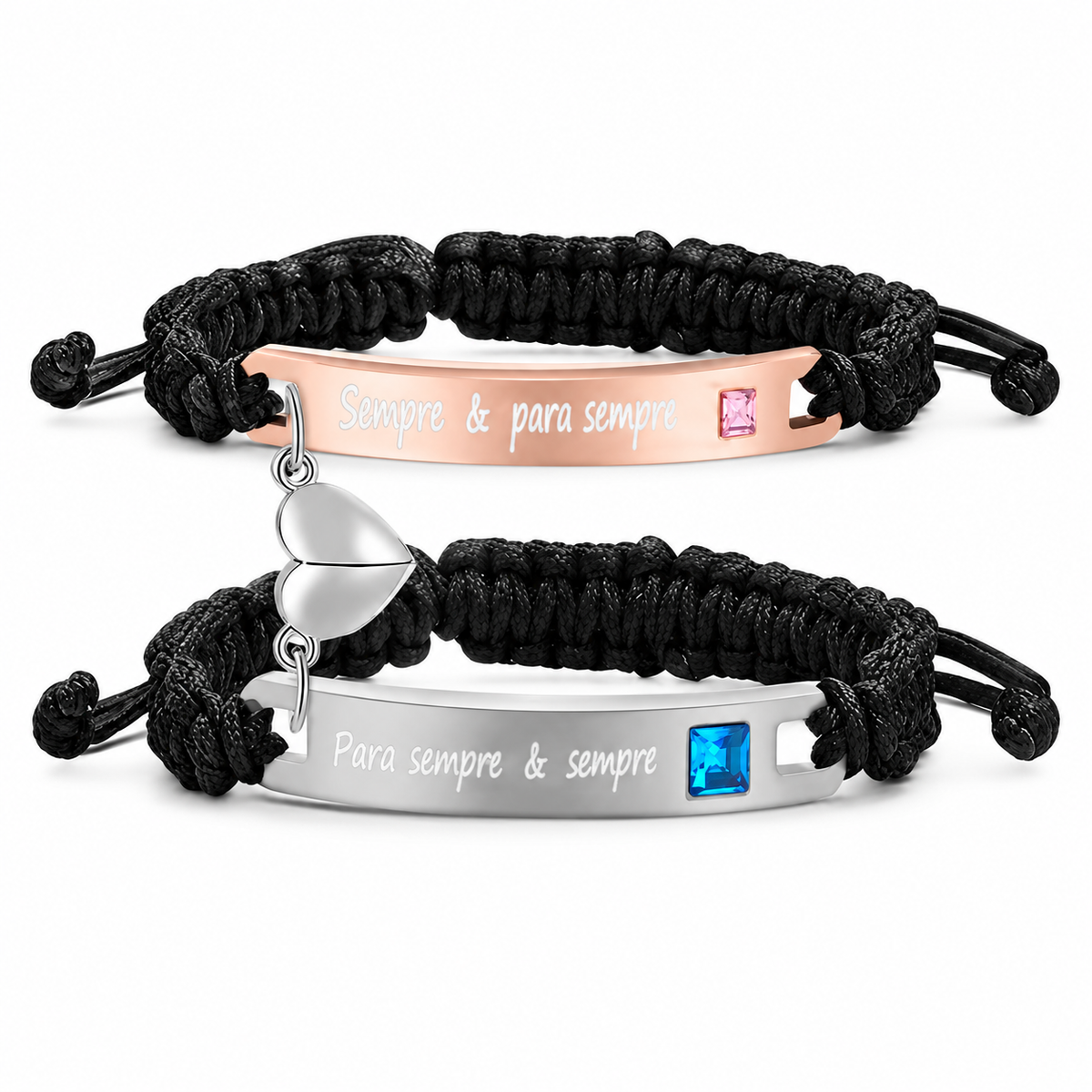 Kit de Pulseiras Magnéticas para Casal – Para Sempre & Sempre