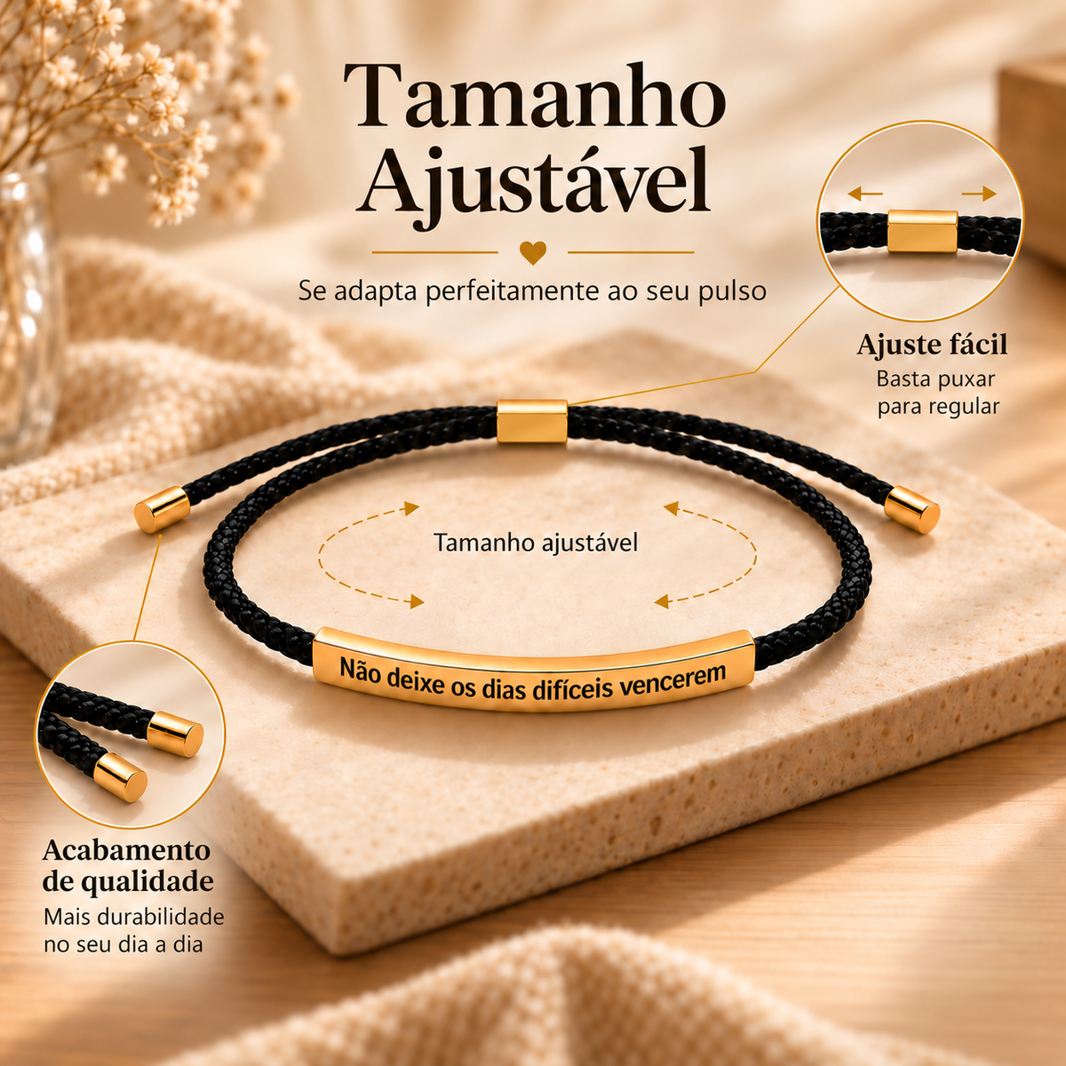 Pulseira de Corda Trançada – Não Deixe os Dias Difíceis Vencerem