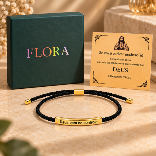 Pulseira de Corda Trançada – Deus Está no Controle