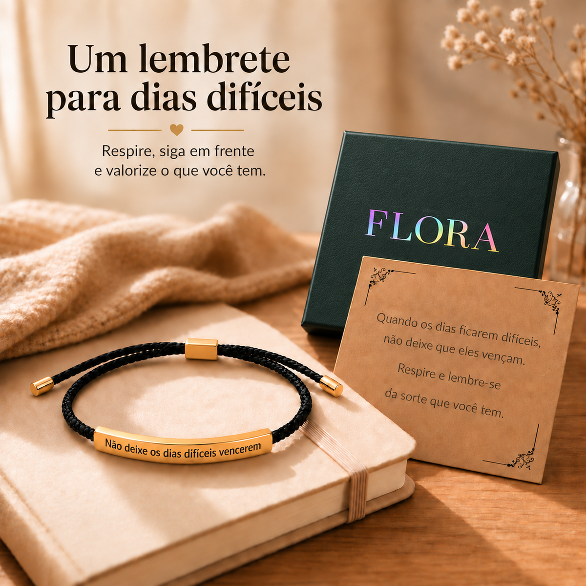 Pulseira de Corda Trançada – Não Deixe os Dias Difíceis Vencerem