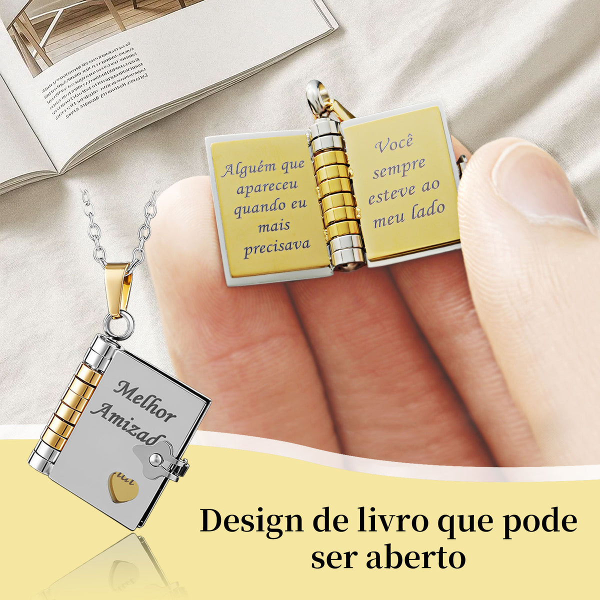 Colar de Livro Melhor Amizade – Presente de Amizade