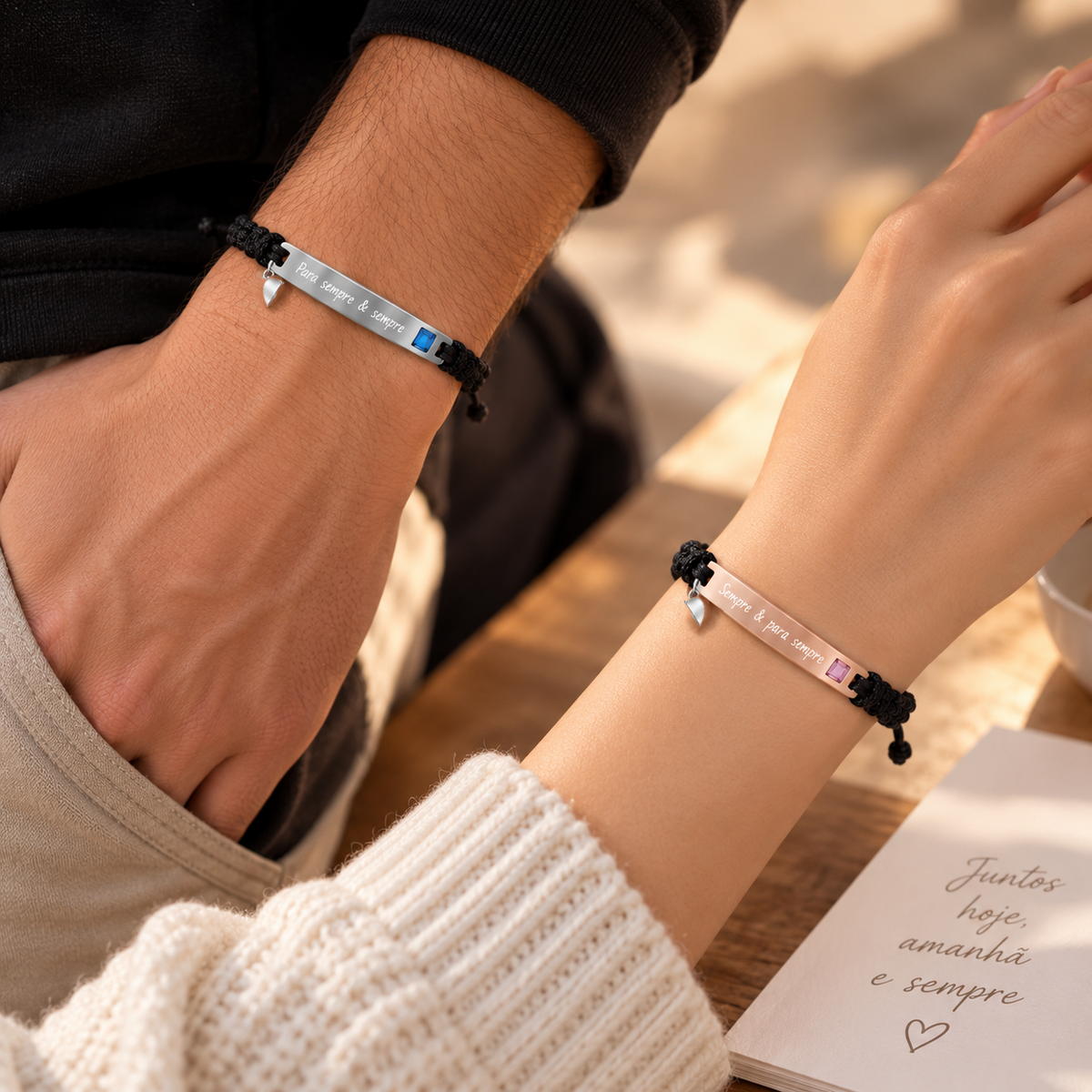 Kit de Pulseiras Magnéticas para Casal – Para Sempre & Sempre