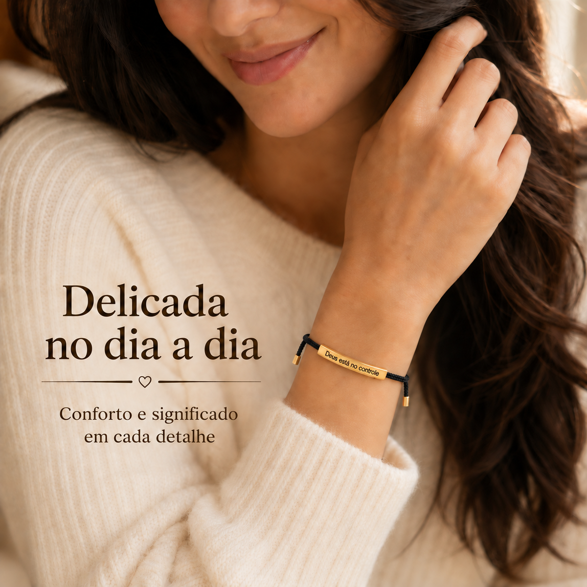 Pulseira de Corda Trançada – Deus Está no Controle