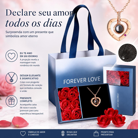 Colar de Coração com Projeção e Algarismos Romanos