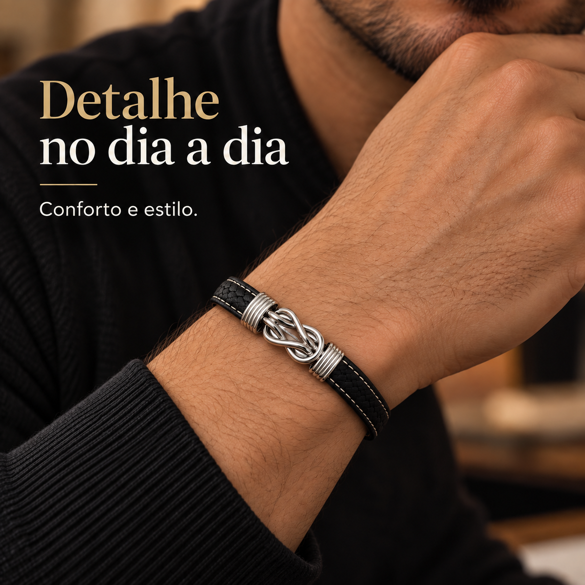 Pulseira Masculina Nó Infinito – Símbolo de Conexão