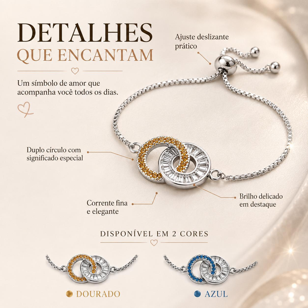 Pulseira com Anéis Entrelaçados – Símbolo de União