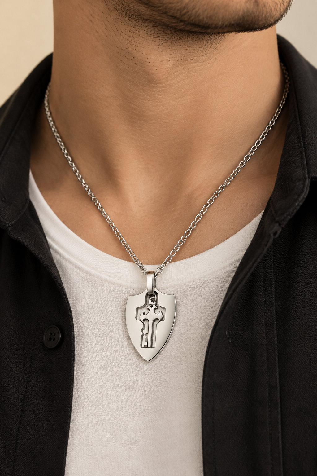 Conjunto Colar e Pulseira Chave e Coração com Projeção
